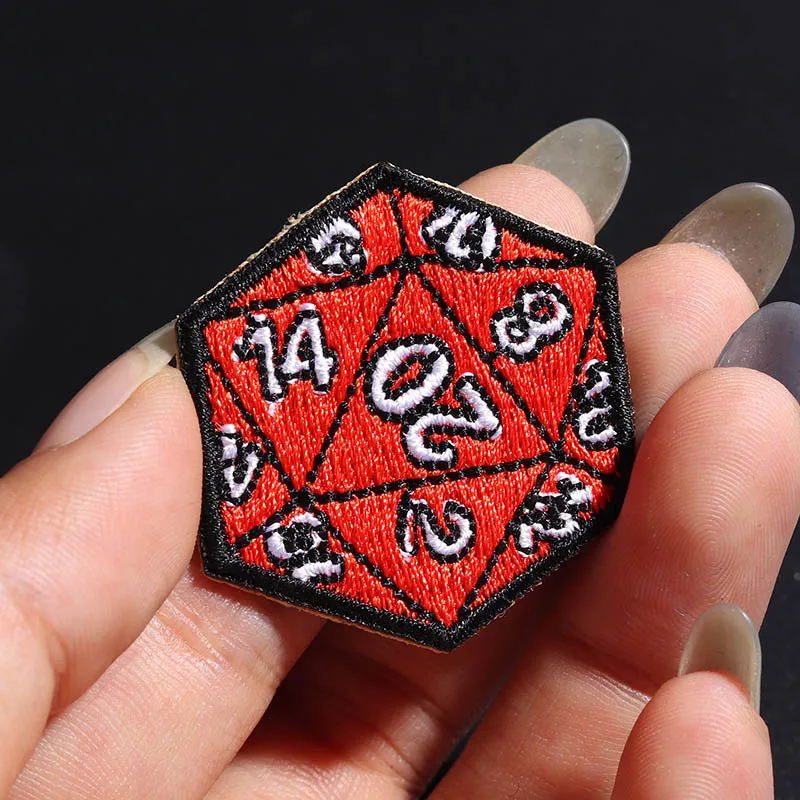 High quality Size: 3.9 * 3.3CM Number Dice patches Embroidery Patches Cowboy Iron On DIY clothing Decoration Sticker Backpack