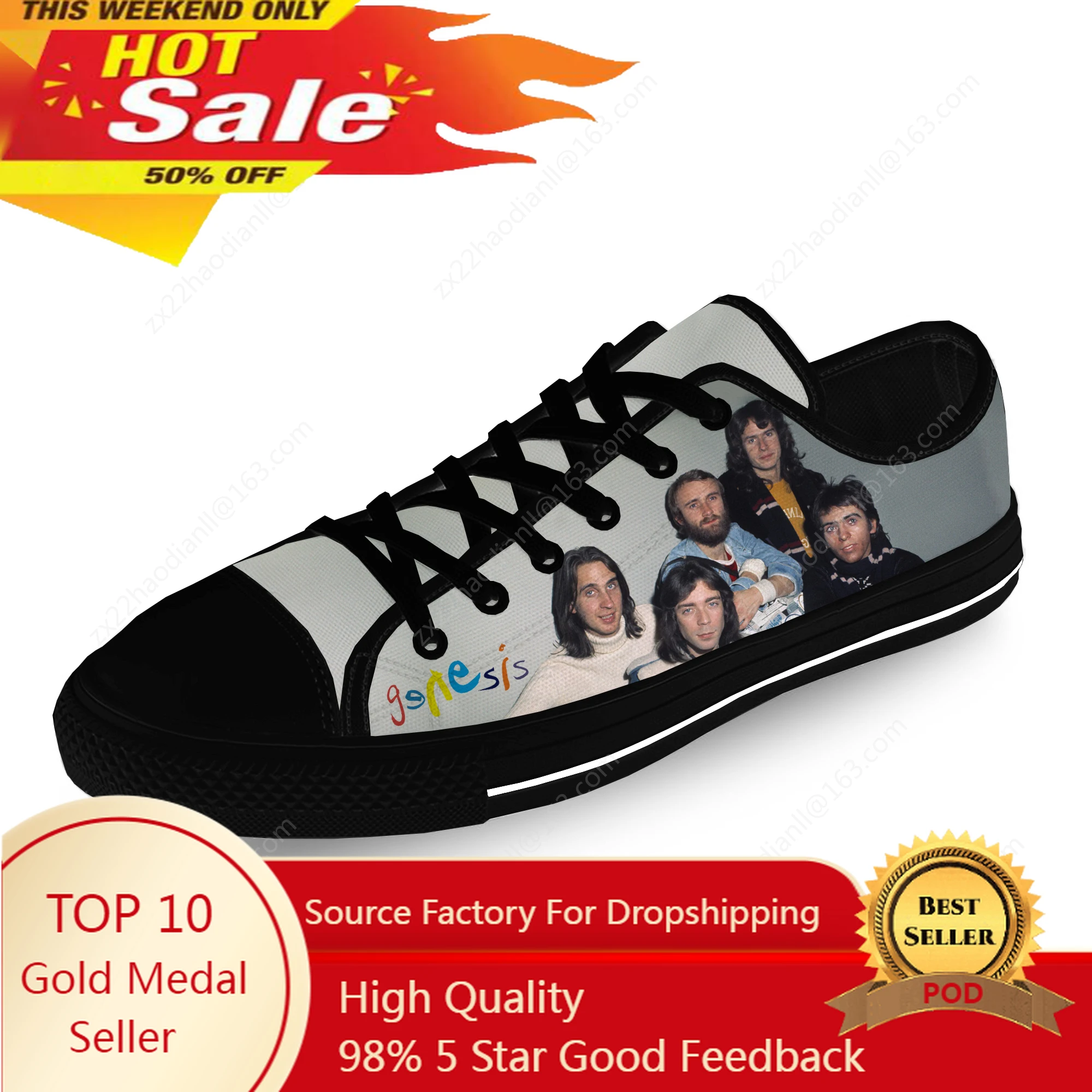 

Rock band Low Top Sneakers Genesis Mens Womens Teenager Casual Shoes Canvas Running Shoes 3D Print Breathable Lightweight shoe