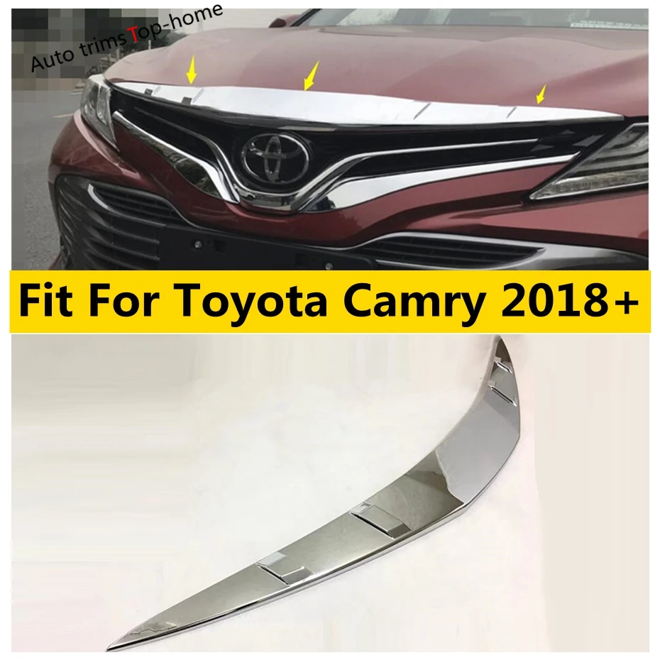 

Front Head Grille Grill Engine Protector Cover Sequins Trim Fit For Toyota Camry 2018 - 2022 Chromium Styling Car Accessories