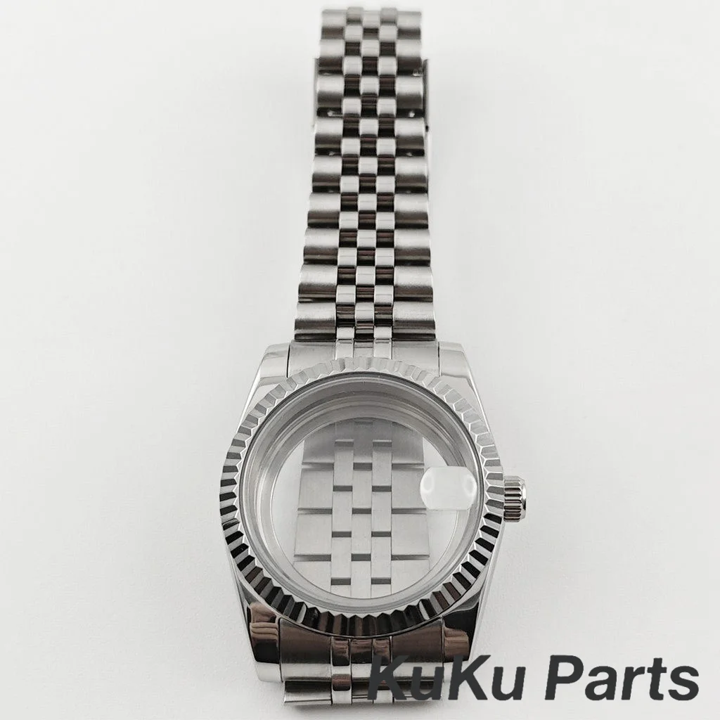 36mm/40mm caixa de relógio cristal safira para nh34 nh35 nh36 nh38 nh39 nh70 nh72 pt5000 eta2824 movimento bloqueio deslizante pulseira relógio