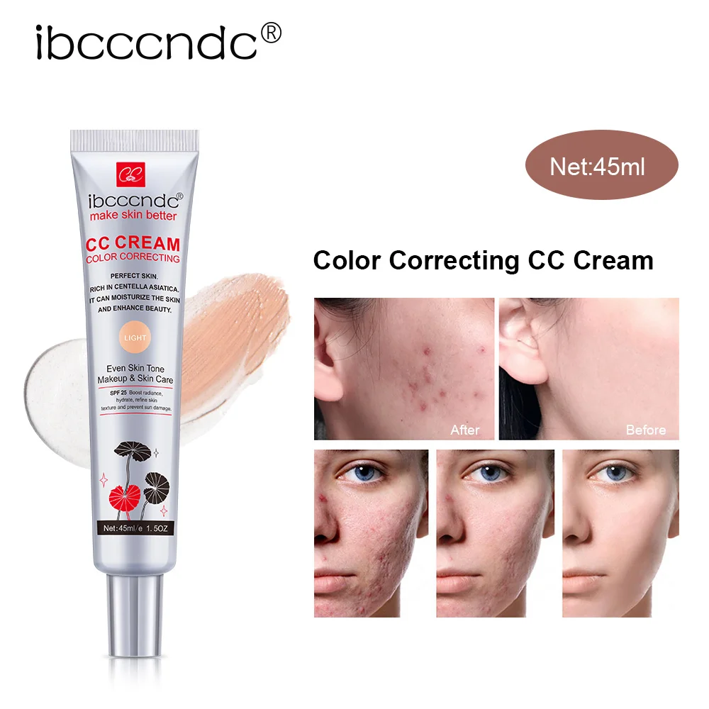 Correcting CC Cream Foundation Moisturizing Waterproof Even Skin Tone Base Makeup Lasting Conceal Pores CC Cream Primer Cosmetic