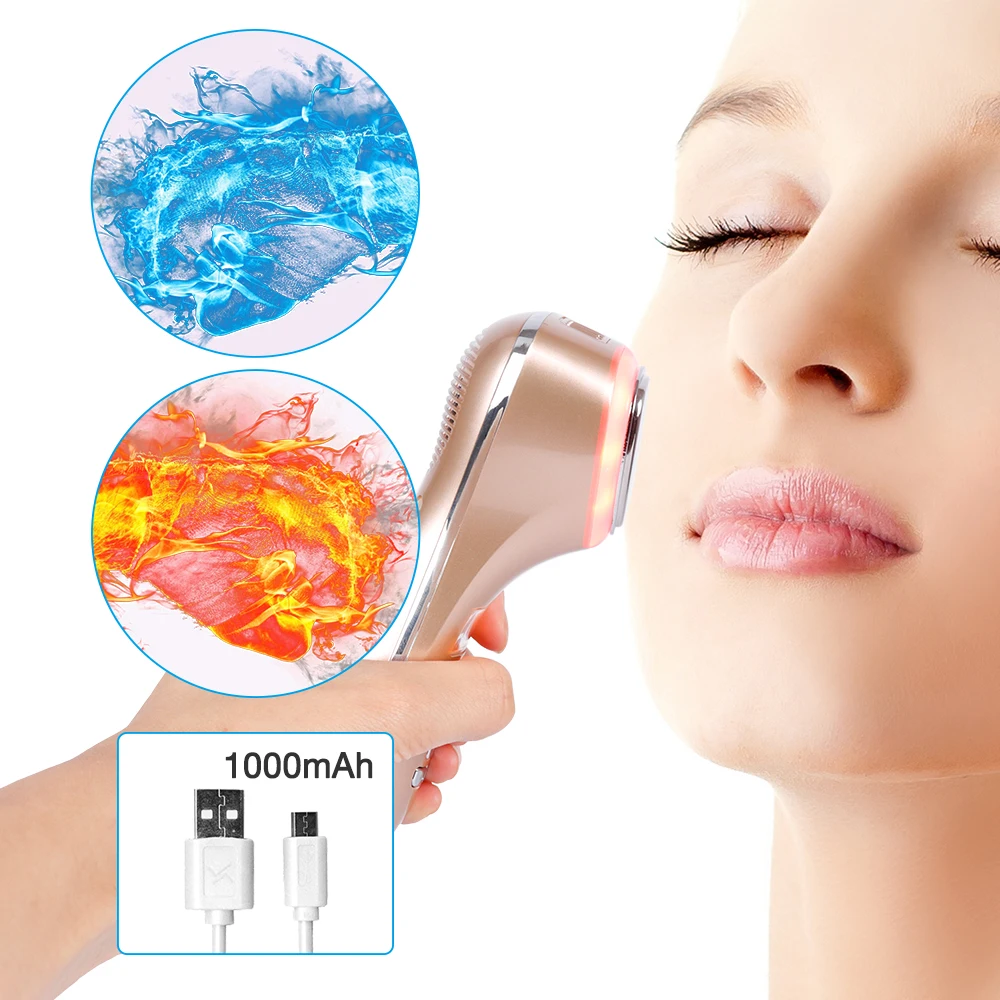 Nóng Lạnh Búa Siêu Âm Cryotherapy LED Photon Thu Nhỏ Lỗ Chân Lông Căng Da Mặt Rung Máy Massage Siêu Âm Mắt Chăm Sóc Da Thiết Bị