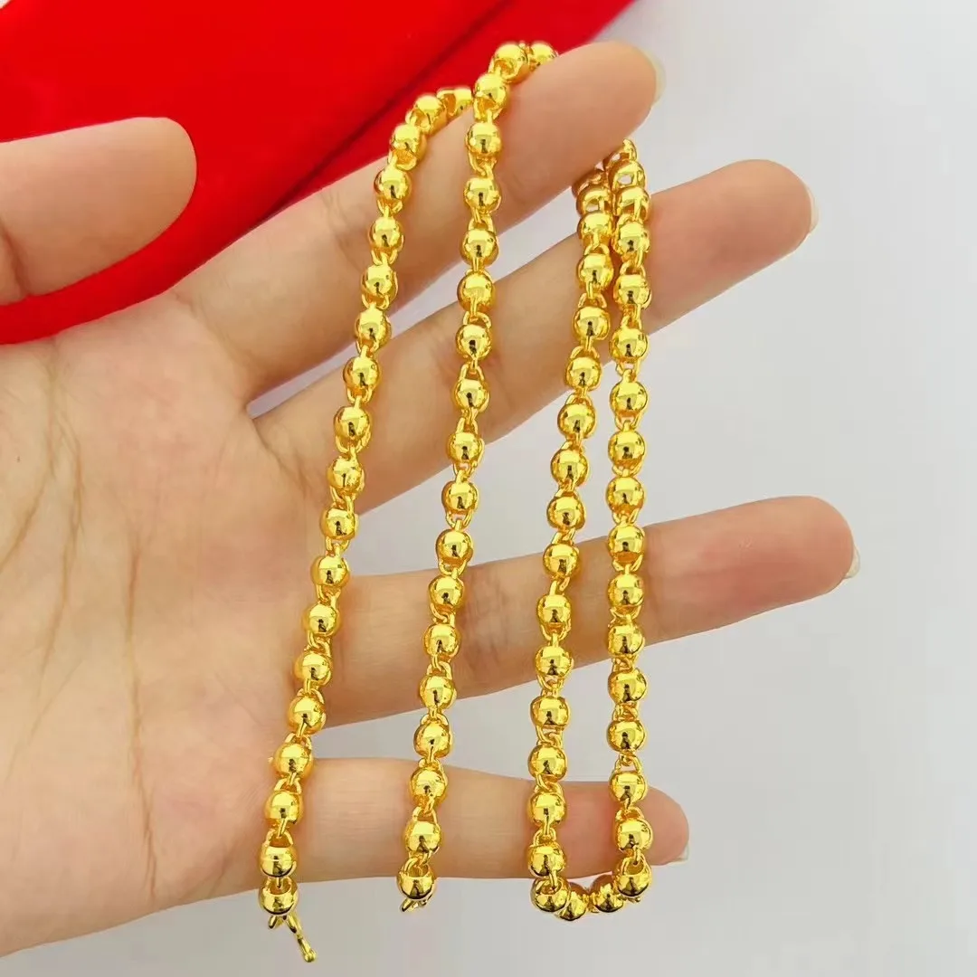 Fashion Gold Store Same Style Men's and Women's Gold Necklace Hollow Buddha Bead Luxury Beautiful Jewelry9999 24K real gold