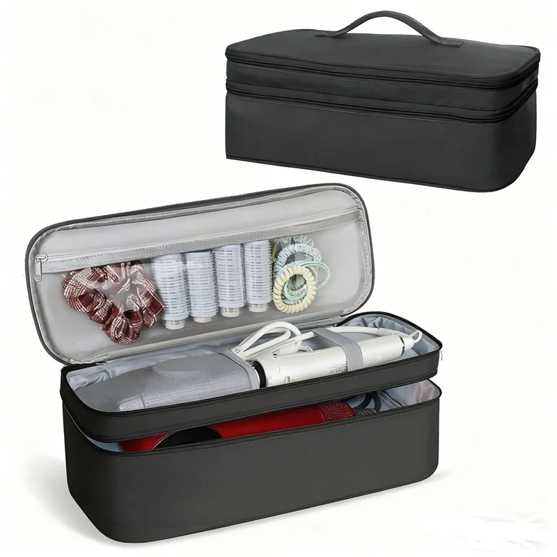

Large Capacity Hair Dryer Curling Iron Storage Bag Double-Layer Hairdressing Tools Straighteners Organizer Bag with Compartments