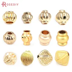 High Quality 18K Gold Color Brass Round Ball Lantern Spacer Beads Diy Jewelry Making Supplies Bracelets Accessories for Women