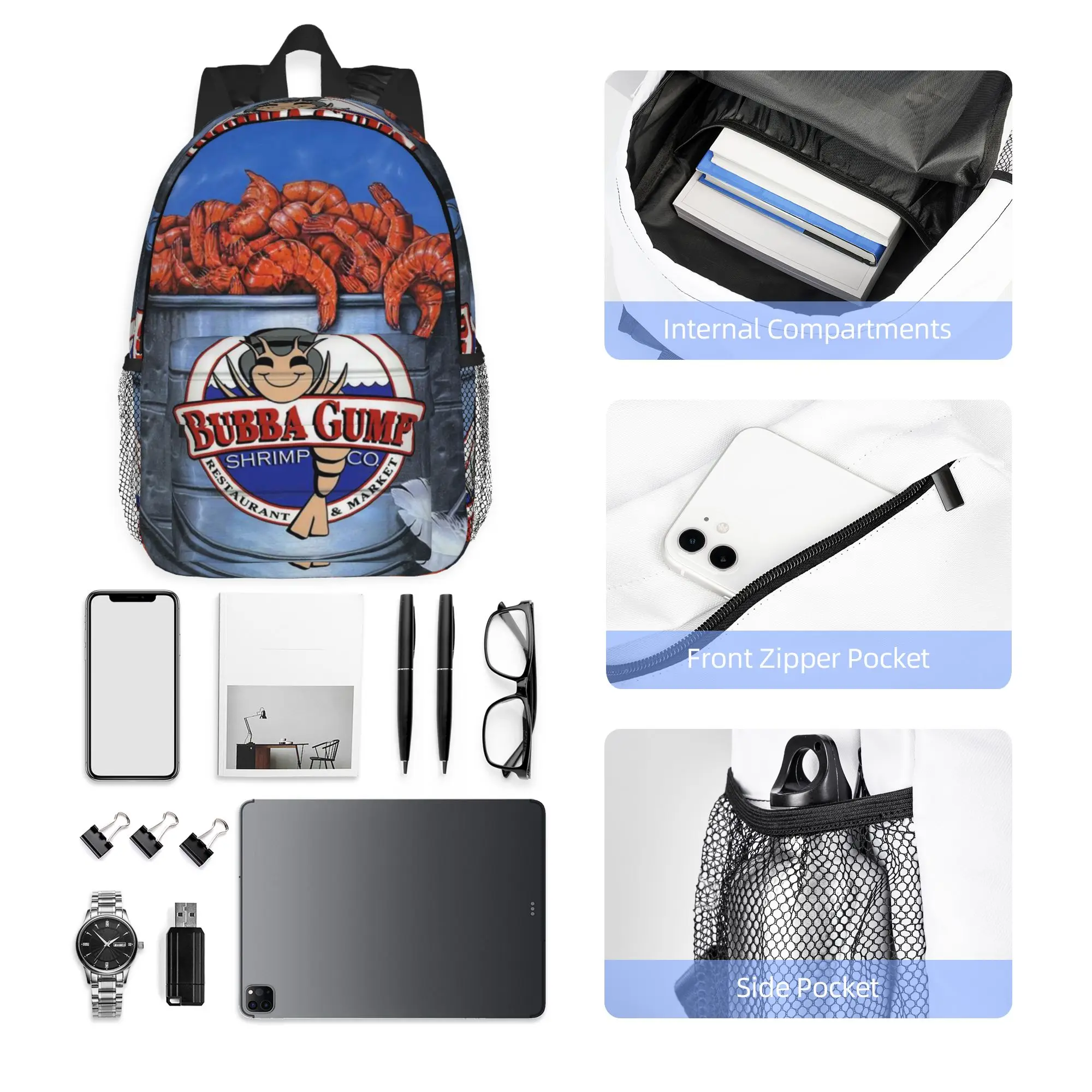 Bubba Gump Shrimp Forrest Movie Backpack Hot Sale Daypack Large Capacity Boy Girl BookBag Shoulder Bags for Men Women School Bag