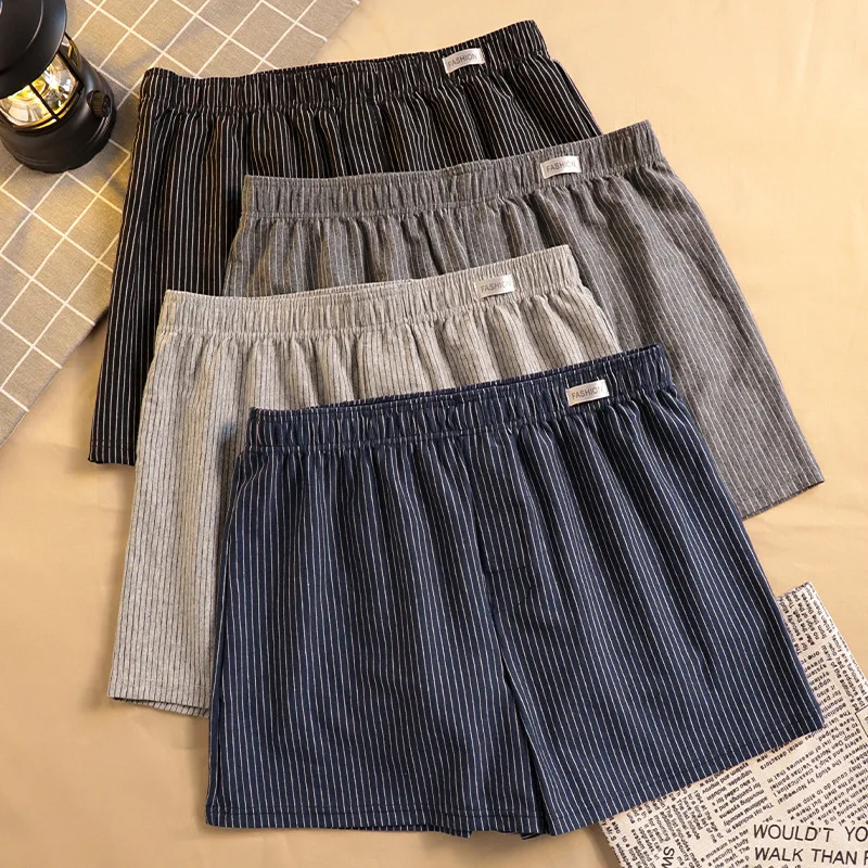 Men's Spring/Summer Loungewear Underwear: Striped Aro Pants, Lightweight, Breathable, Loose-Fit Boxer Briefs, Sleep Pants, Short
