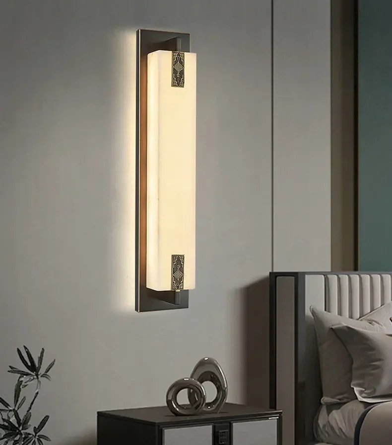 marble wall lamp,  inspired pattern design rectangular wall lamp, for living room