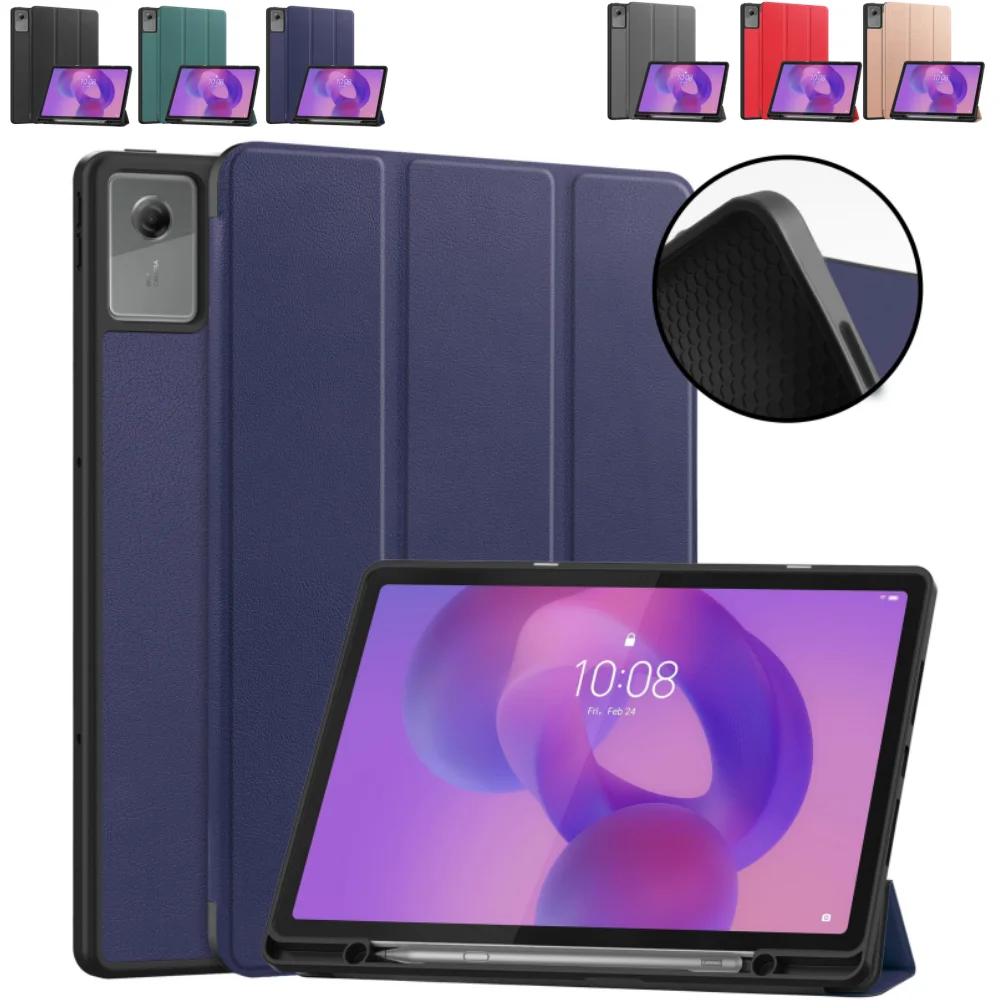 

Case for Lenovo Idea Tab Plus 12.1 inch 2025 Xiaoxin Pad 12.1 TB365FC Triple Fold TPU Leather Magnetic Cover with Pen Slot