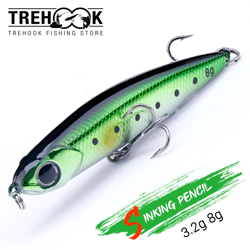 TREHOOK Ultralight Sinking Vibrating Pencil Lure 52mm 65mm Hard Artificial Bait Versatile Crankbaits Pike Bass Fishing Must Have