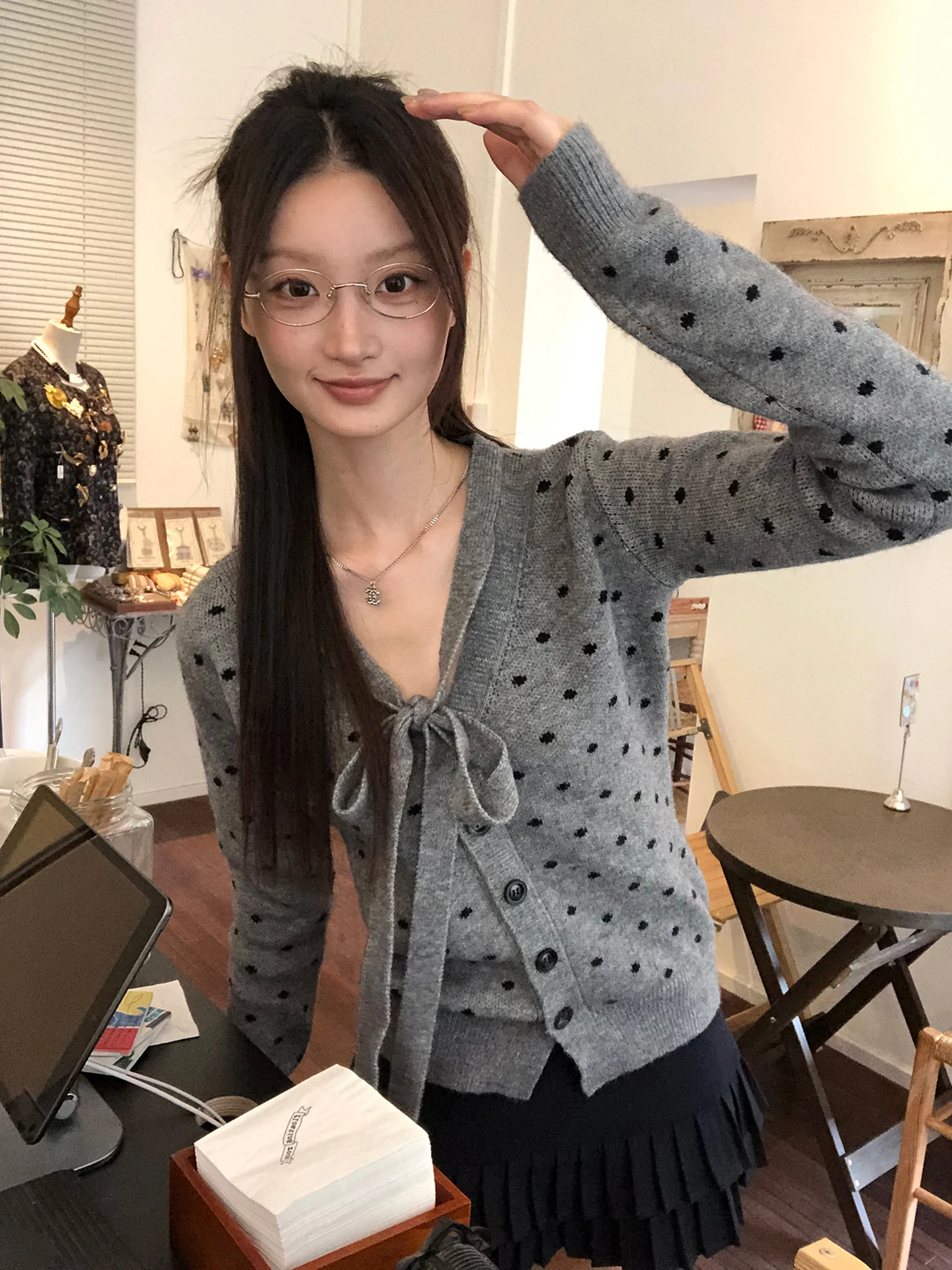 

Red Dot ay Knitted Open Cardigan Women's Loose Sle Korean Lazy Sweater Jaet Autumn Faion Commute Simple Straight Tube