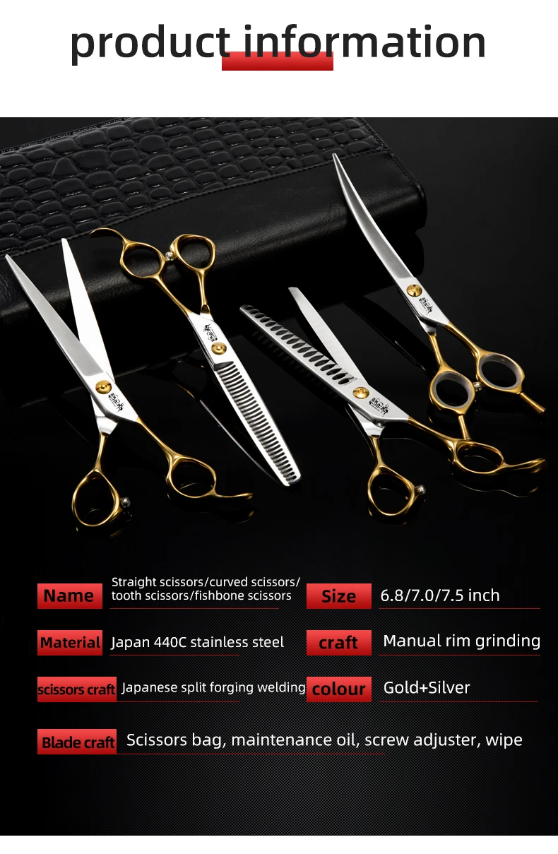Sakura Dance Professionelles Tierpflege-Scherenset für Hunde - Hochwertige Japanische 440C Professionelle Spezialscheren – Detail 12