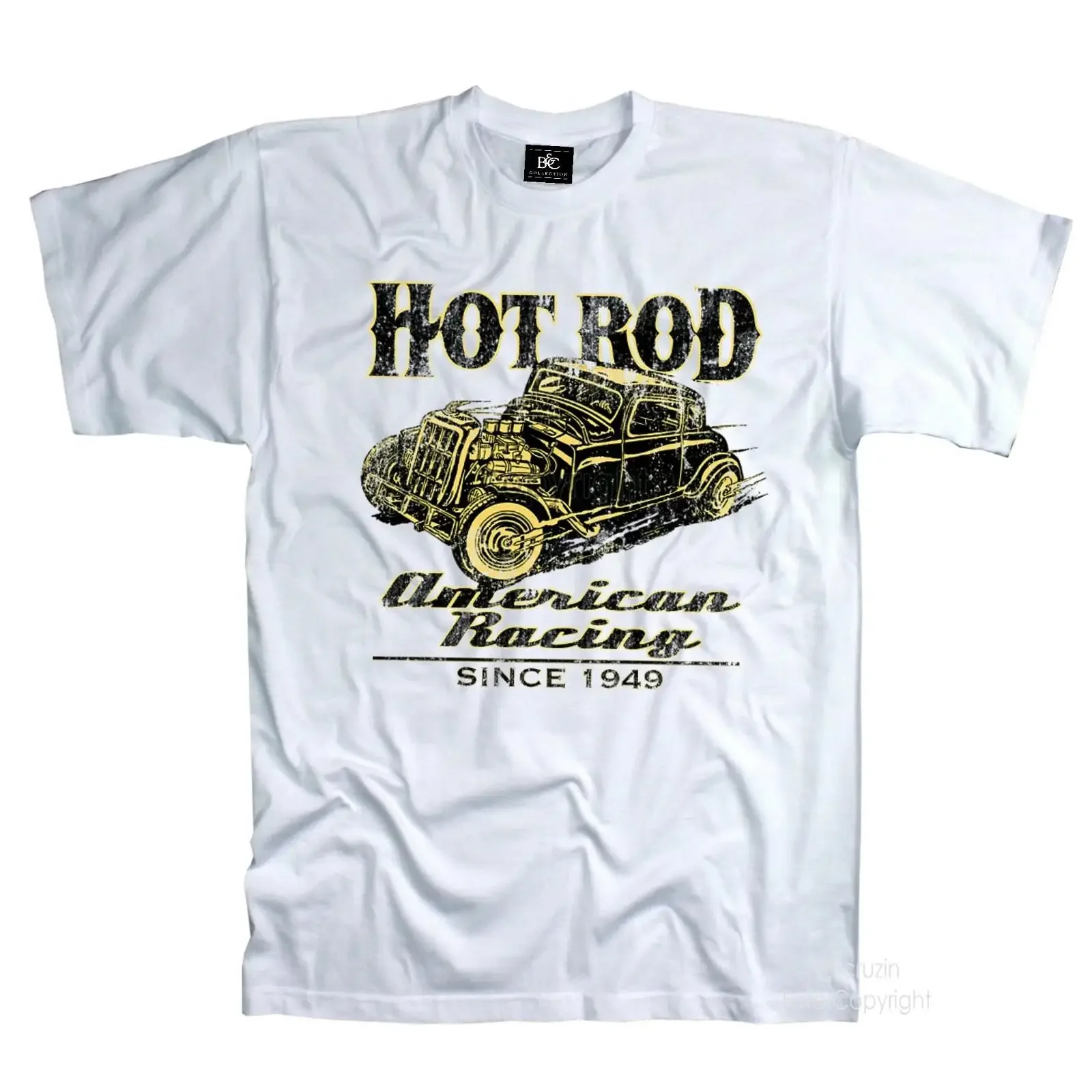 Hot Rod T-Shirt Auto Race klassisches Vintage-Auto-Tuning-Garage-Retro-V8-1070-weißes Vintage-Shirt, gewaschen, lässig, leicht dehnbar, leicht weich