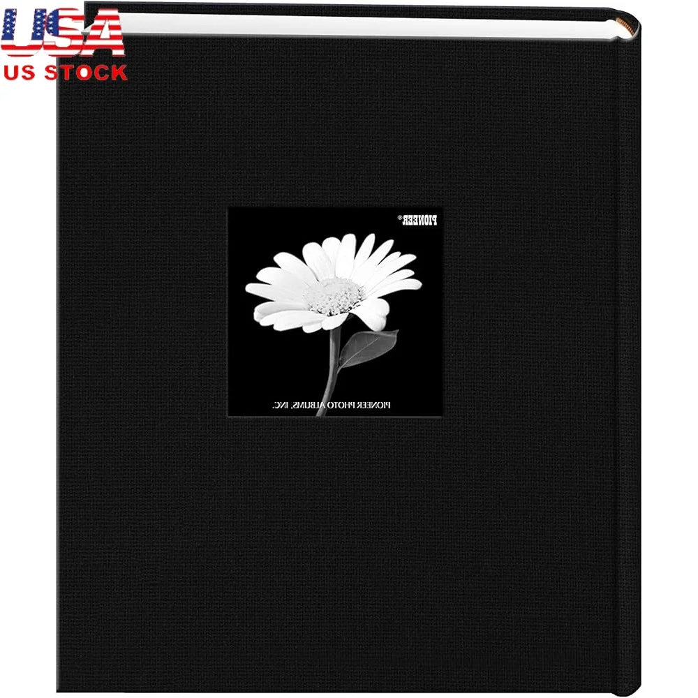 

Fabric Frame Cover Photo Album 200 Pockets 5x7 Photos Bi-Directional Memo Area Archival Safe Graduation Engagement Valentine's