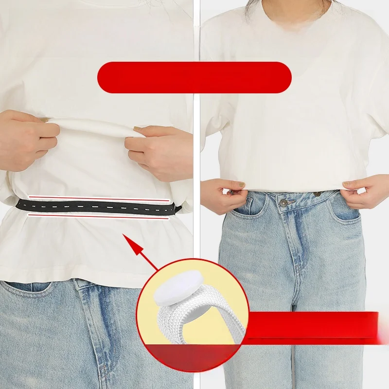 

Invisible X-Button T-Shirt Belt Bottom Hem Tightening Tool Clothing Insertion Shortening Tool Men's Smooth Surface round Buckle