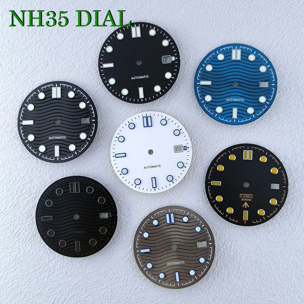 NH35 الطلب 32 مللي متر شعار مخصص الطلب صالح NH35/NH سلسلة الحركة اليابانية الأخضر مضيئة ساعة عالية الجودة تعديل الملحقات