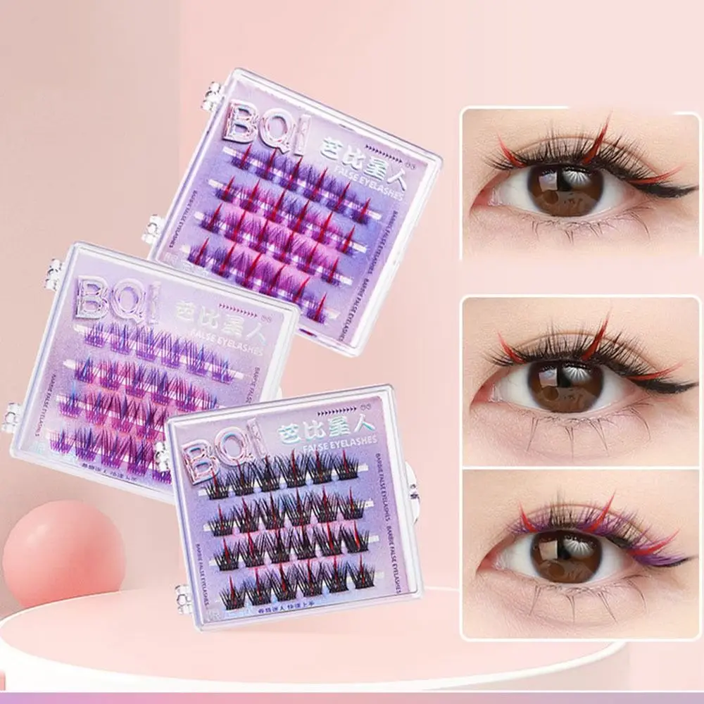 New Segmented Coloured Eyelash Curly Thick Extensions Eyelash Single Cluster False Eyelashes Makeup