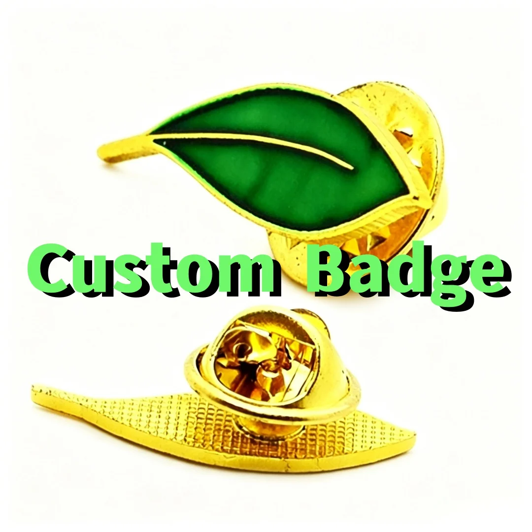 Custom Lapel Pin Green Leaf Enamel Pin Gold Metal Plant Brooch Nature Suit Collar Decor Gift No MOQ Free Design