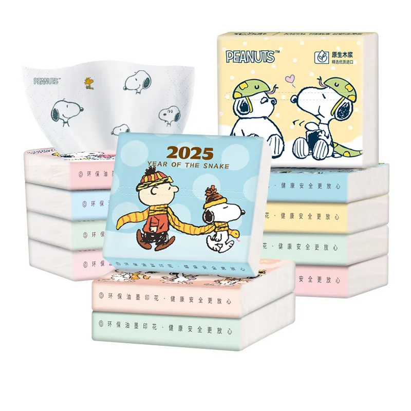 New Snoopys Anime Peripheral Household Napkins 120sheets/1pack Cartoon Print Facial Tissues