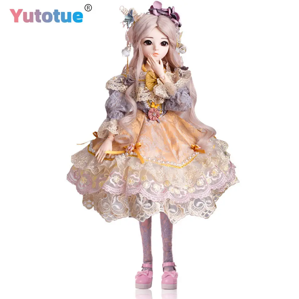 

YUTOTUE 24 inch Height Princess Doll BJD Toy with Removable Dress Socks Shoes Curly Hair Wig Full Set Girls Gift