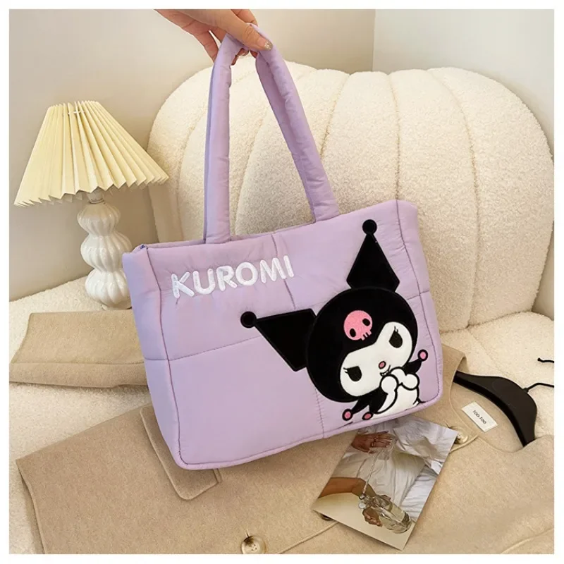 Hello Kitty Make Up Bags Sanrio Purses and Handbags Melody Washing Bag Cinnamoroll Cosmetic Case Kawaii Mommy Pouch Down Fabric