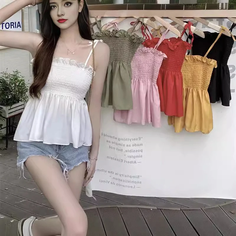 2024 New Solid Color Fashion Women Hotsweet Basics Backless Casual Y2k Camis Sexy Clothes Elegant Top