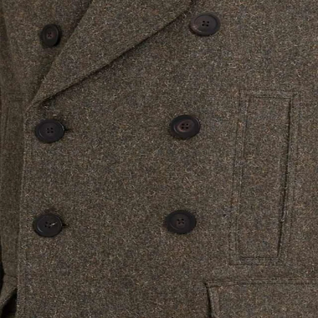 Vintage Men's Long Overcoat Wool Blend Notched Lapel Double Breasted Jacket Classic Fit Wedding Party Tuxedos Custom Made