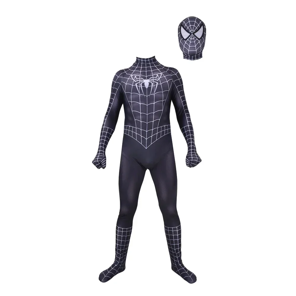 الكبار العنكبوت الأسود الذكور تأثيري حلي هالوين بوريم مهرجان Morphsuit صحيح التايلاندية بذلة سبايدرمان الزي كامل الجلد ضيق