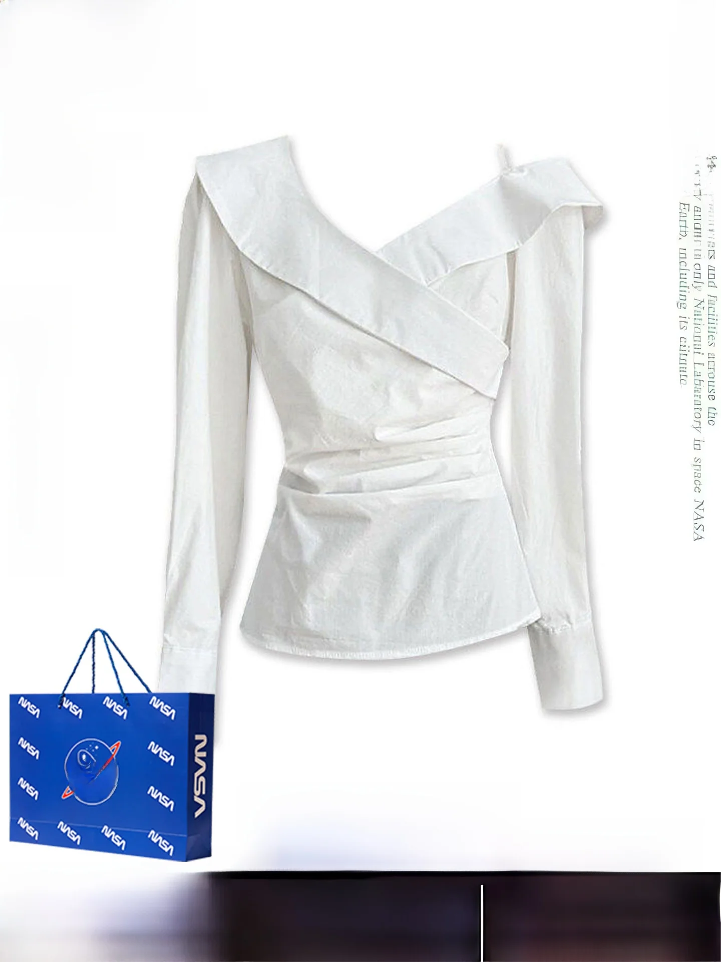 

Белая женская блузка с V-образным вырезом и открытыми плечами, с длинными рукавами, весенний дизайн, приталенная, укороченная, во французском стиле