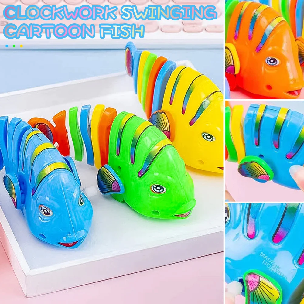 Cartoon Wind-Up Wiggle Fish Speelgoed Hardlopen Clockwork Klassiek speelgoed Pasgeboren Lente Speelgoed Speelgoed voor kinderen Ouder-kind interactief speelgoed