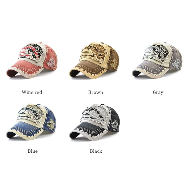 Baseball Caps Men Women Cotton Snapback Hat Letter Tiger Head  Embroidery Outdoor Sports Sun Cap Unisex Trucker Hat Adjustable