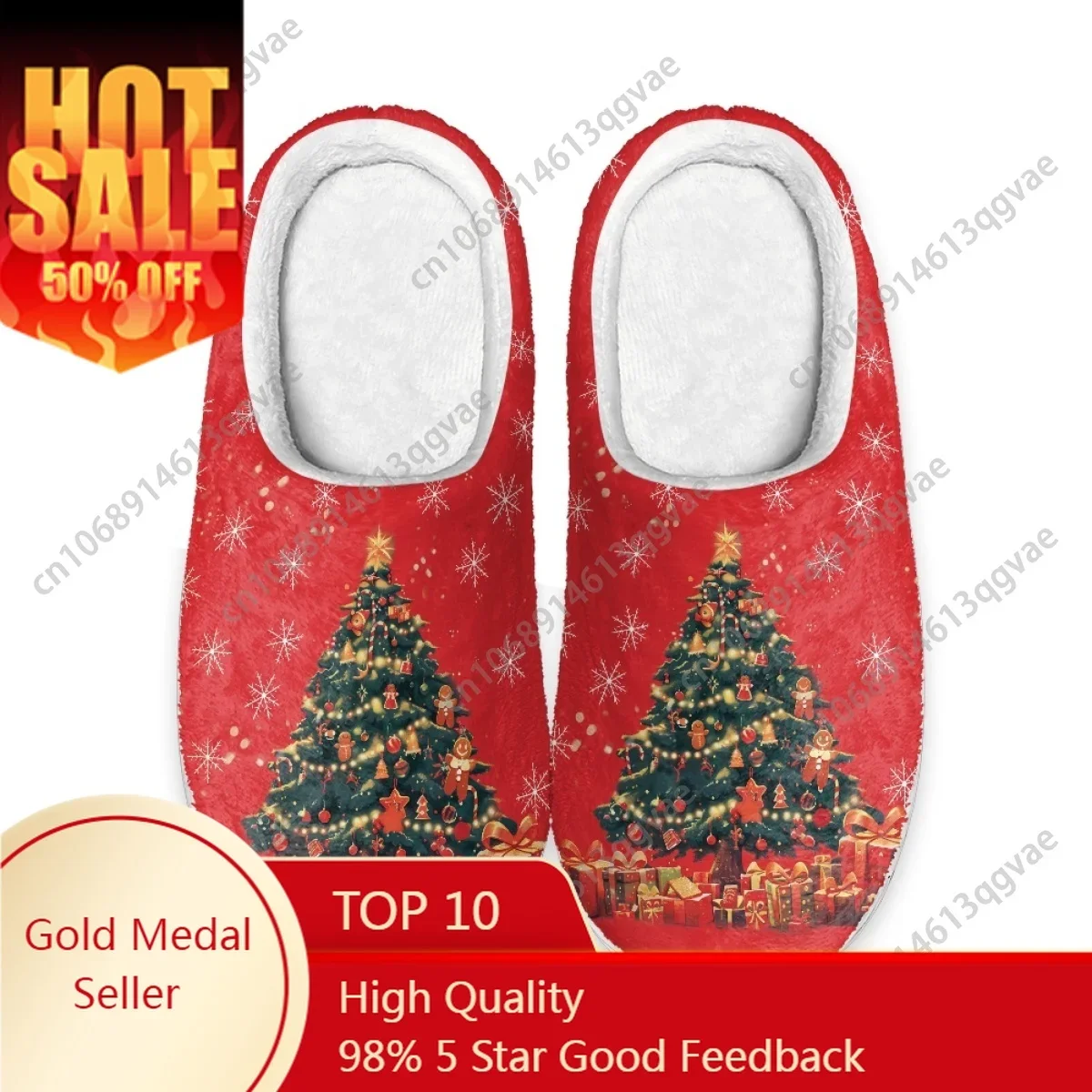 New Year Christmas Tree Garland Lights Lovely Home Cotton Slippers Mens Womens Teenager Plush Bedroom Keep Warm Custom Slipper