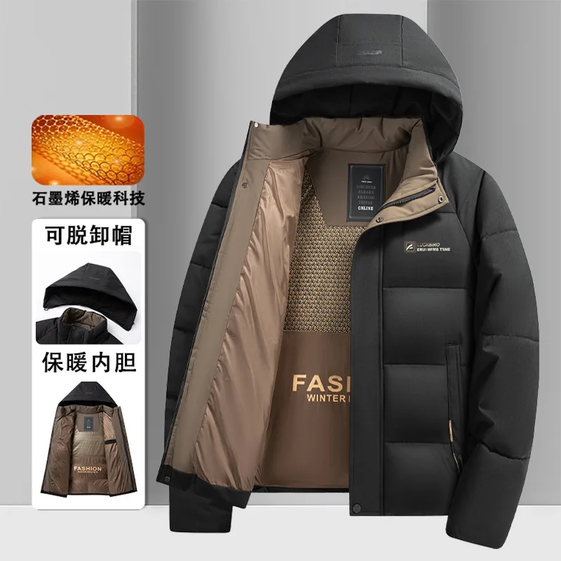 

Графеновая мужская зимняя утепленная хлопковая куртка с капюшоном, повседневная теплая верхняя одежда для папы, куртка-пуховик Ropa De Hombre AU-257