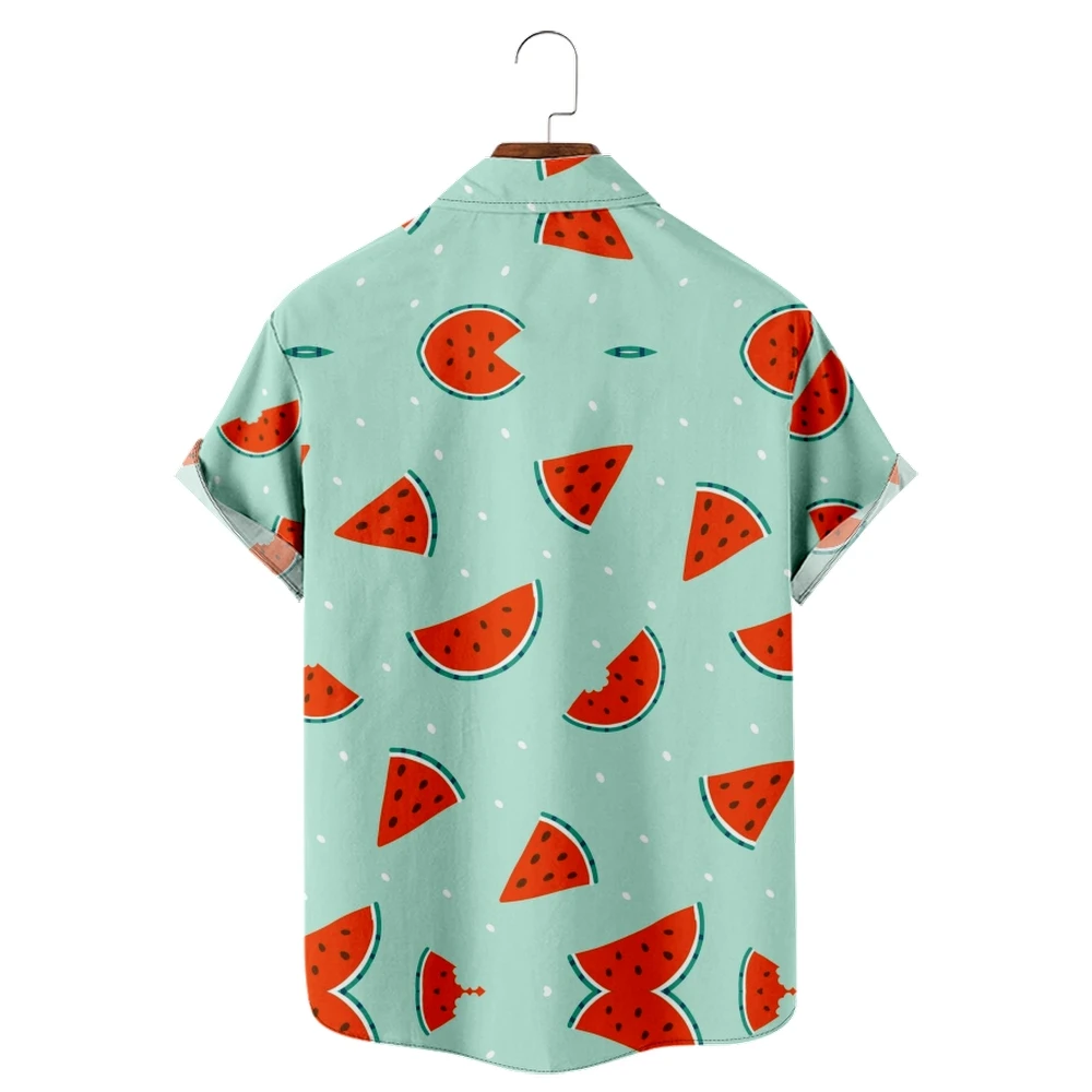 2022 New watermelon Men's Hawaiian Shirt Beach 5xl Short Sleeve Fashion Top T-Shirt Men's Top