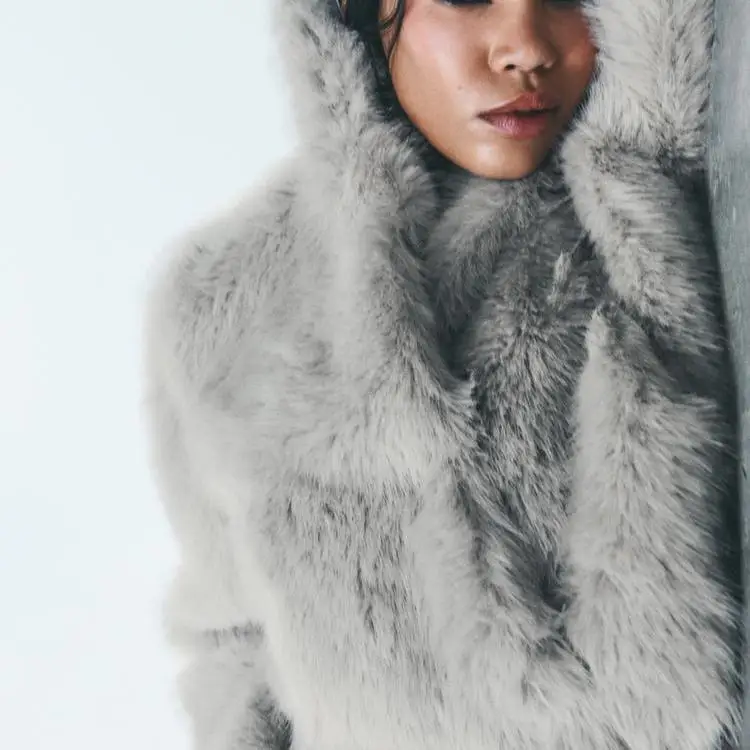 

Autumn Winter New Women's Artificial Fur Effect Long Sve Stand Collar ort Coat Jaet 255768 Faionable Outerwear
