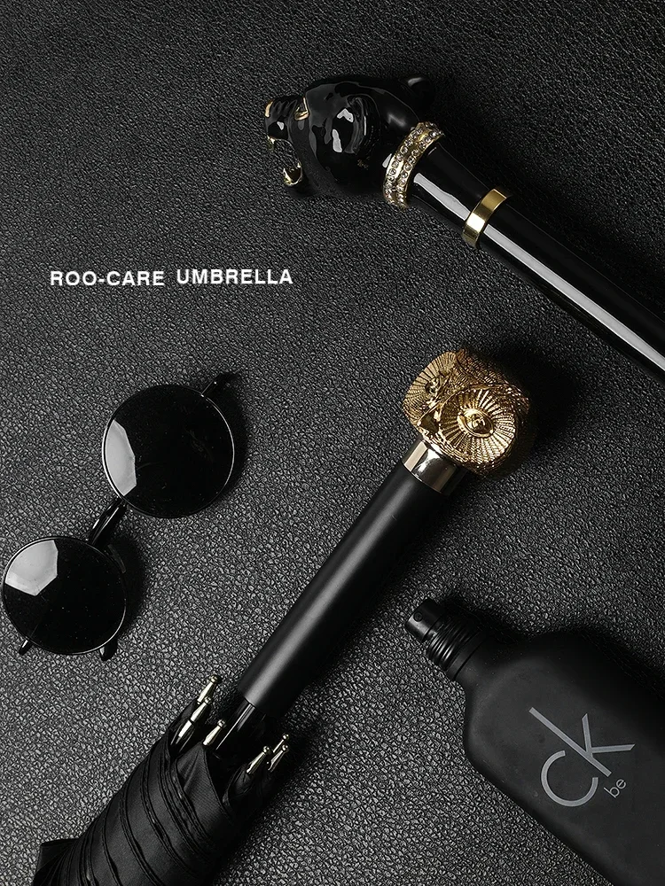 

Роскошный зонт с длинной ручкой, с изображением головы животного/черепа, креативный большой солнцезащитный зонт, ветрозащитный, металлический, в японском стиле, мужской деловой подарок