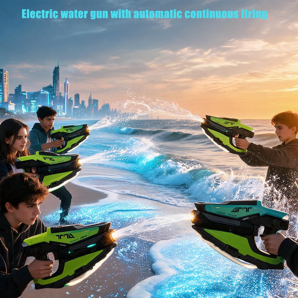 フラッシュ・トマホーク模擬反動連動電動水鉄砲2026自動連続発射ウォーターブラスター水遊びに最適なおもちゃ