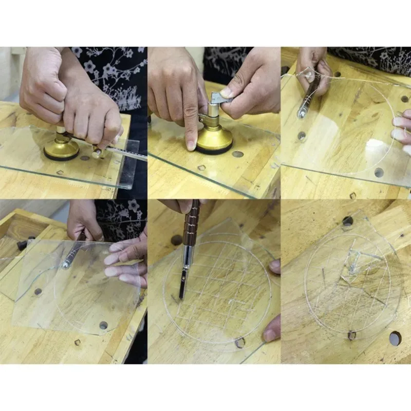 Glass Circle Cutter Adjustable Circular Cutting Tool Hole Opener for Range Hood Portable Round Glass Cutting Compasses Household