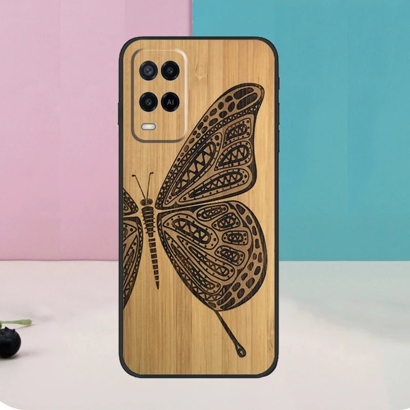 Horse Turtle Butterfly Wood For OPPO A98 A78 A58 A5 A9 A15 A17 A57 A77 A96 A76 A16 A54 A74 A94 A52 A72 A57S A53S Case