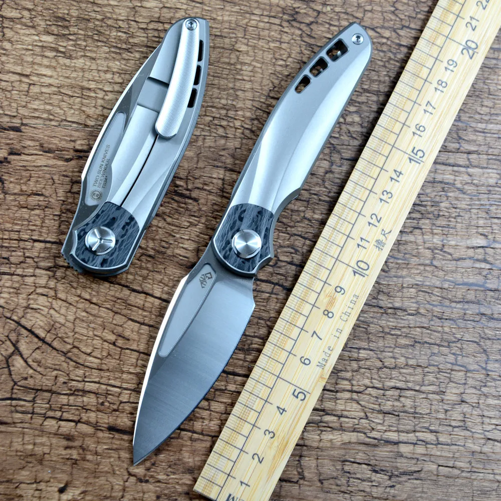 TWO SUN Knives TS341 Sidewinder Folding D2 Blade Gray TC4 Titanium Handle Gift Collected Camping Outdoor Pocket Knives