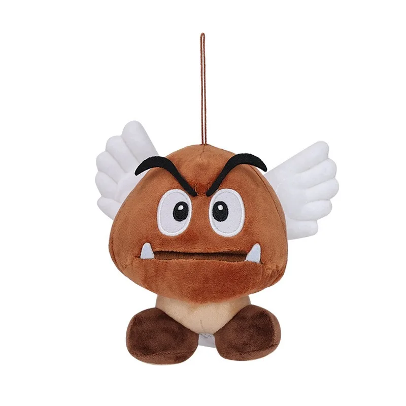 Super Mario Plüschtier-Set - 5,5 Zoll großer Pilz mit geschlossenem Mund, Engelsflügel-Pilz mit geöffneten Flügeln & Schlafender Goomba Stoffpuppen