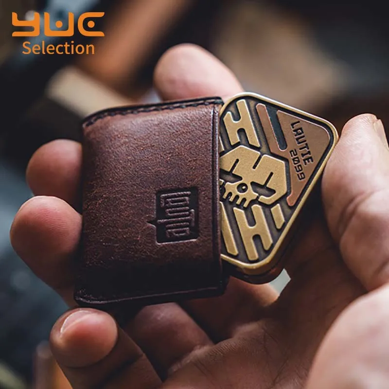 YUC Leather Holster for Shuffle V1 V2 Stress Relief Toy\'s Sheath LAUTIE EDC Poker Storage Bag Handmade Portable Case Pouch