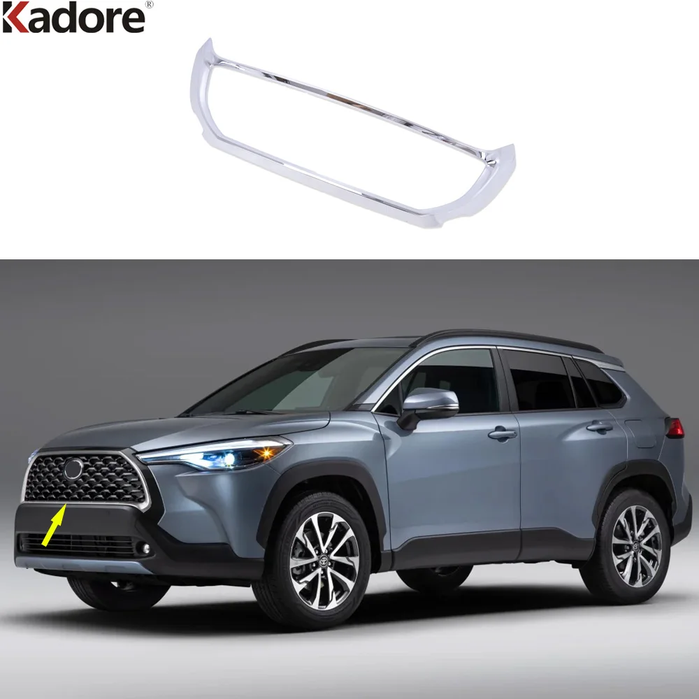 

For Toyota Corolla Cross 2019-2021 2022 2023 2024 2025 Carbon Fiber Car Front Center Grille Grill Around Cover Trim Accessories