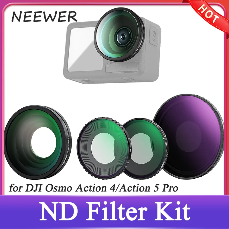 

NEEWER Filter Kit for DJI Osmo Action 5 Pro/4 Variable ND8-32+ CPL + Black Mist Diffusion 1/4 Filter DJI Camera Accessories