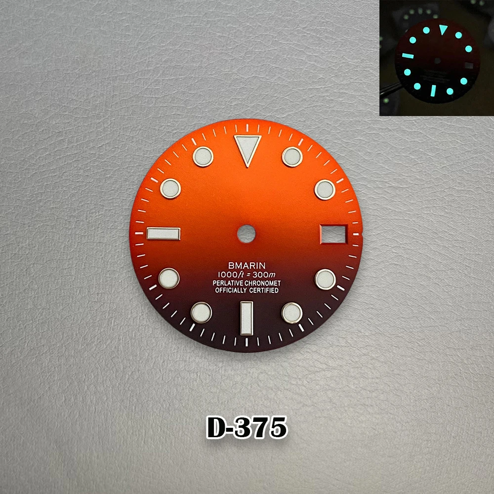 Esfera con logo S de 28,5mm, esfera NH35 luminosa azul hielo, esfera SUB/SKX007 adecuada para accesorios de reloj de movimiento NH35 NH36, esfera de reloj NH35