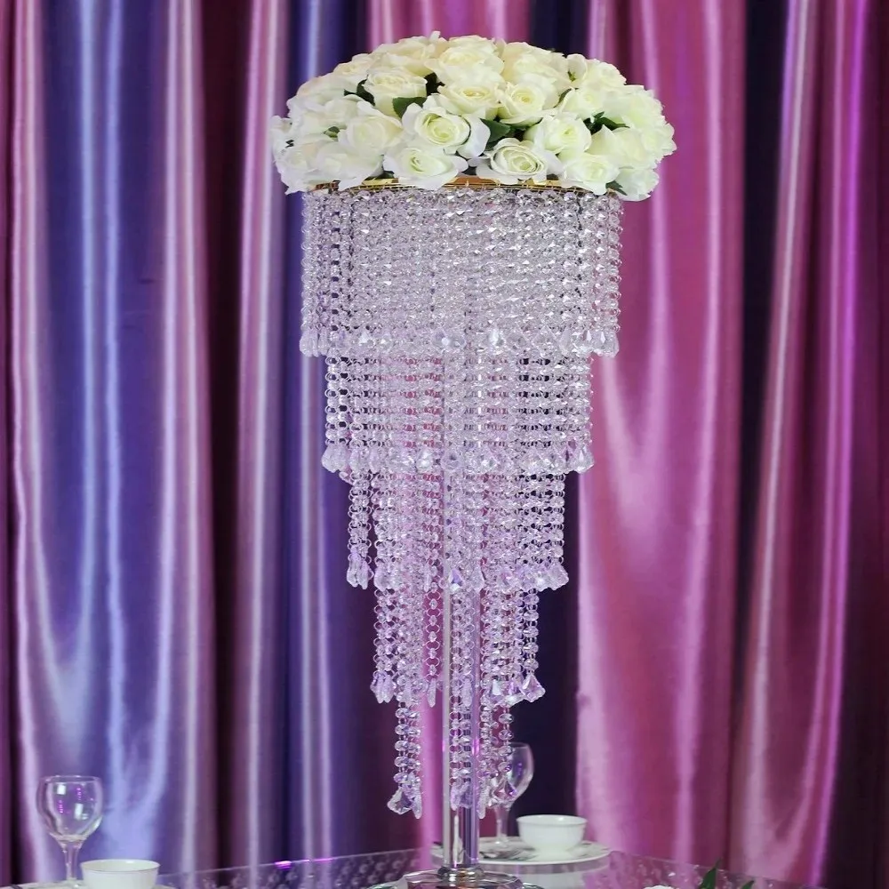 Wedding Decoration Round Crystal Acrylic Flower Stand Chandelier Vase Centerpieces For T Road Party Weddings Table