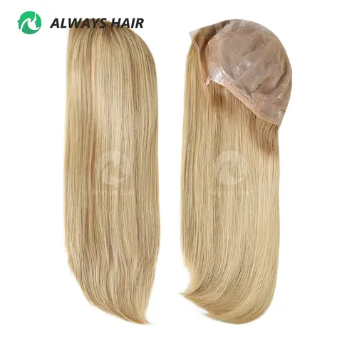 MW45 - 18" Long Medical Wig Cap For Cancer Patients 100 Chinese Cuticle Remy Hair Hand Tied Silicone Base Wig