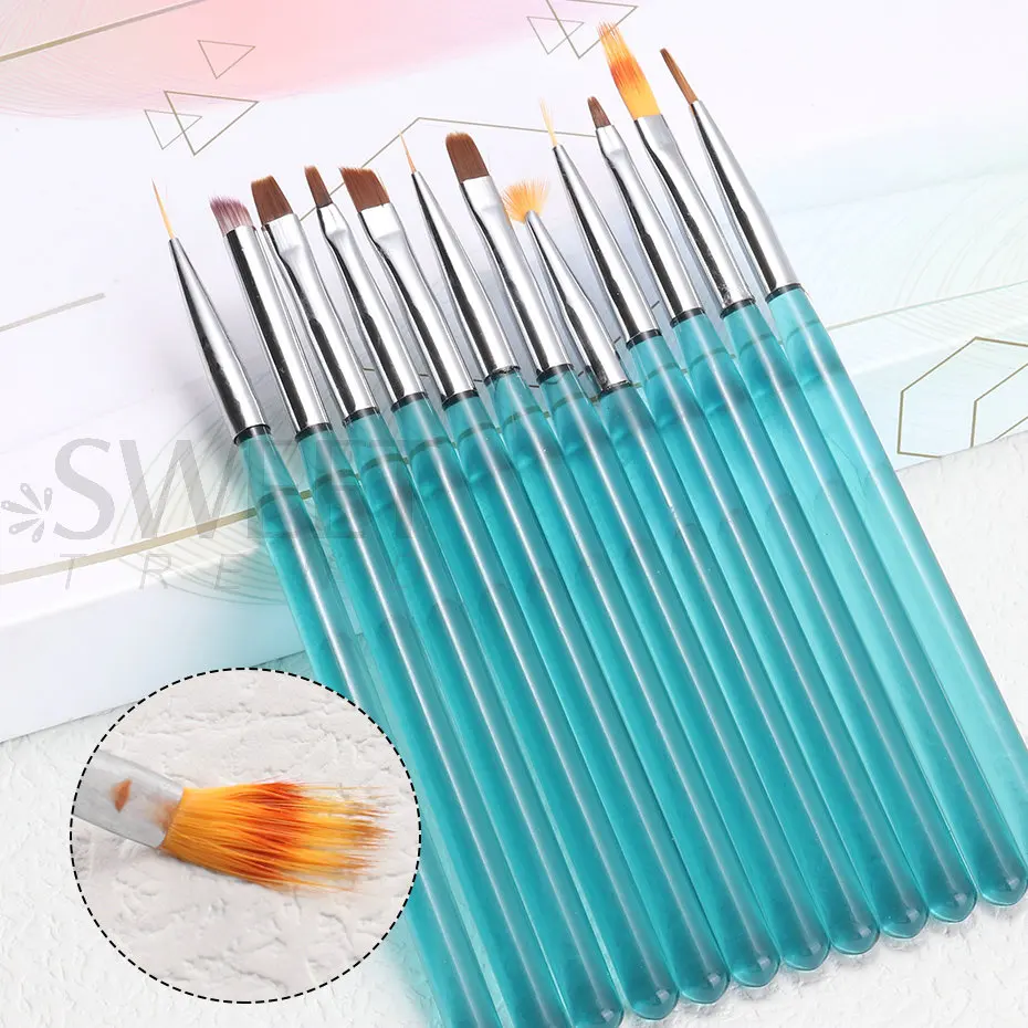 1pcs Nail Art Brush 3D Tips Line Stripes Blomming DIY Drawing Pen UV Gel Extension Builder Brushes Painting Pen Manicure Tools