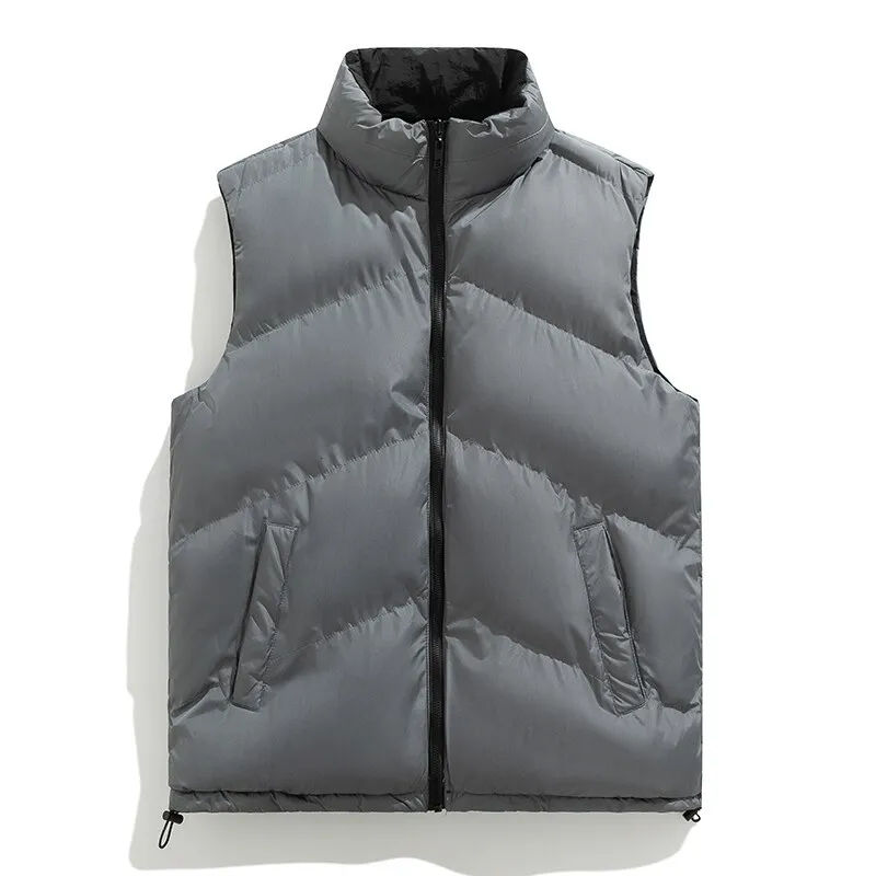 

Mens Solid Color Down Vest Jacket Winter Warm Vest Jacket Men Waistcoat Windbreaker Clothing New Vests Puffer Sleeveless Coats