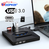 Woopker USB3.0 Type C External CD DVD VCD Optical Drive 3-in-1 Multi-Function SD Card U Disk Player Read Speed CD Rom 24X CD-RW